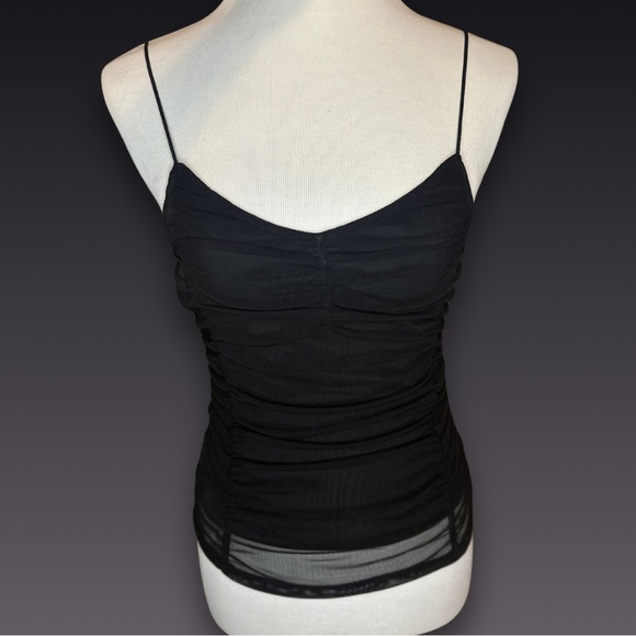 Vintage Almost Famous Ruched Mesh Black Tank Top (size Medium) - Picture 1 of 3